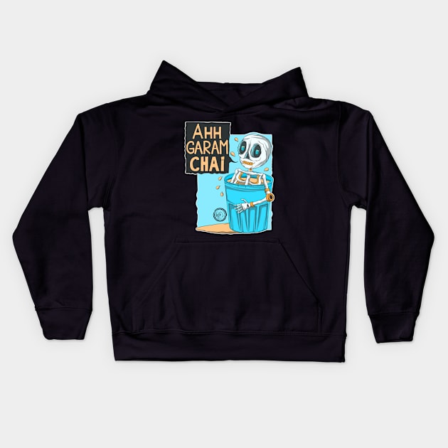 Ahh Garam Chai Kids Hoodie by Scriptnbones